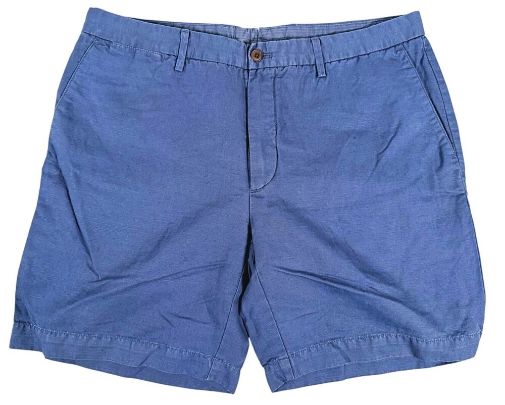 Ledbury Mens Linen Washed Twill Shorts Size 36 Blue Coastal Vacation Preppy